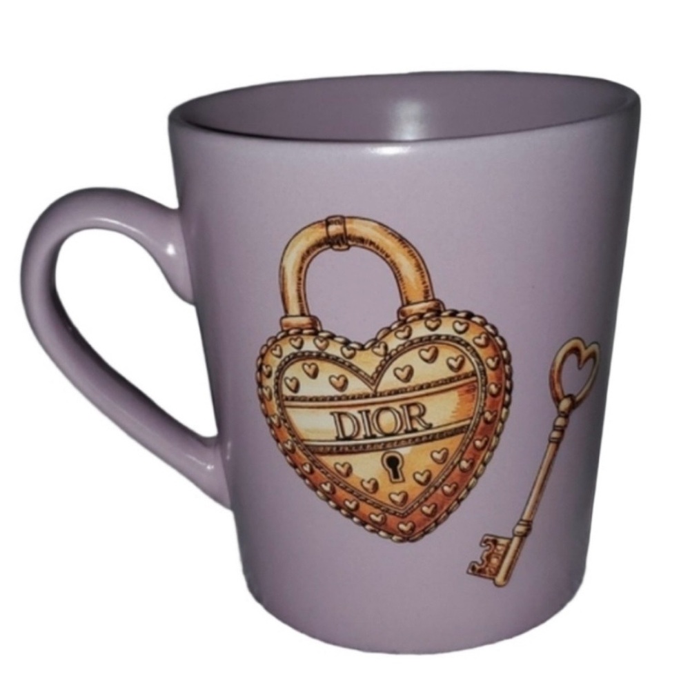 Dior Purple Mug with Gold Heart and Key NWT